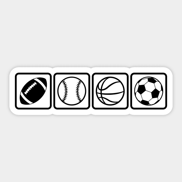 Sport Love, Football & Baseball & Basketball & Soccer, Favourite sport, Iconic Ball Quartet Sticker by Allesbouad